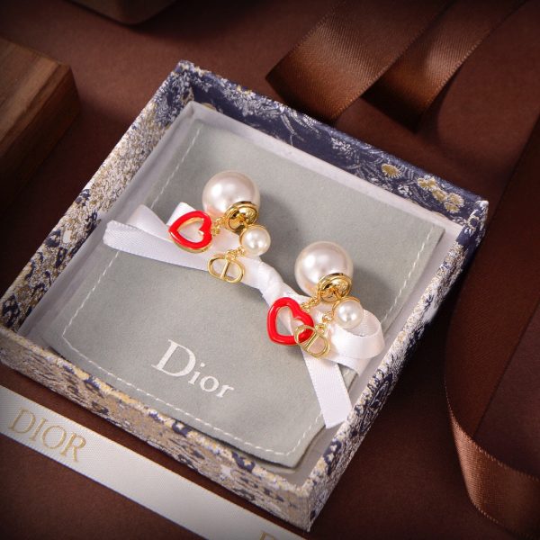18K CD Heart Valentine Earrings - 图片 5