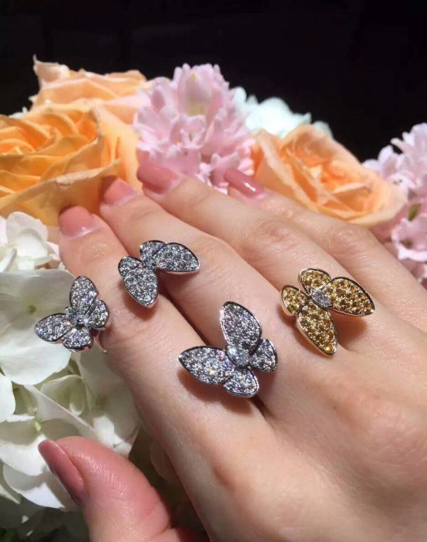 18K Two Butterfly Between the Finger Sapphire Ring - 图片 3