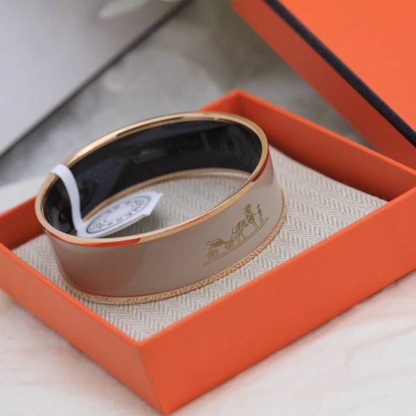 18K Enamel Calèche Wide Bangle H Bracelet - 图片 7