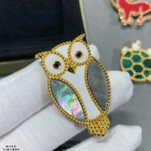 18K Lucky Animals Owl Clip Brooch - 图片 6