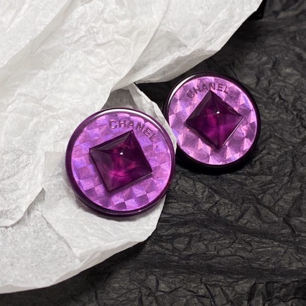 18K Vintage CC Purple Earrings - 图片 6