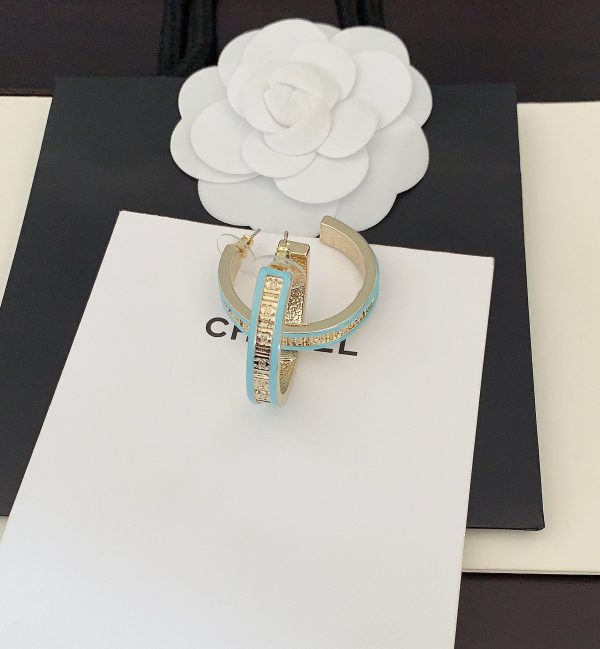 18K CC Blue Resin Earrings - 图片 6