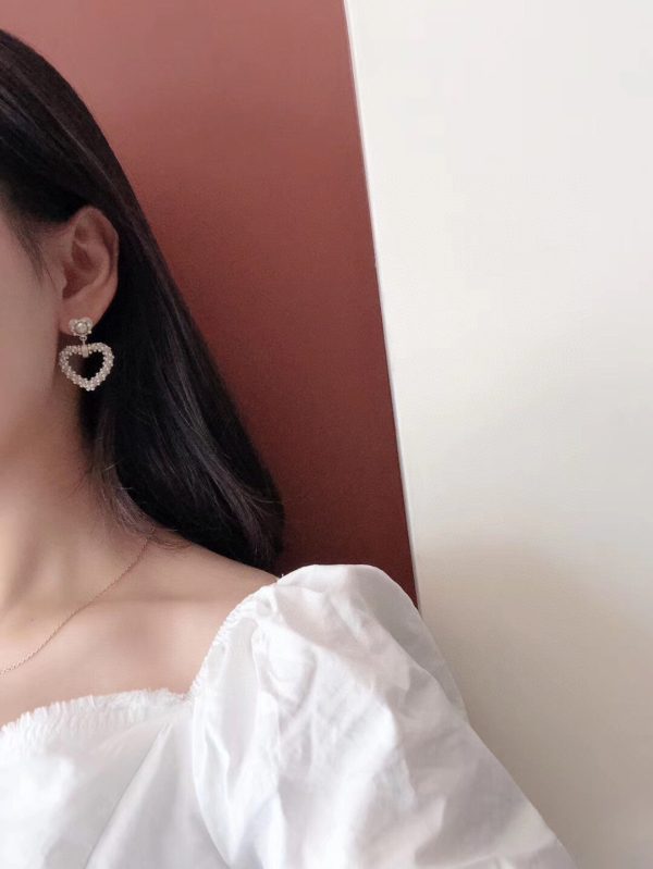 18K CC Heart Pendant Earrings - 图片 6