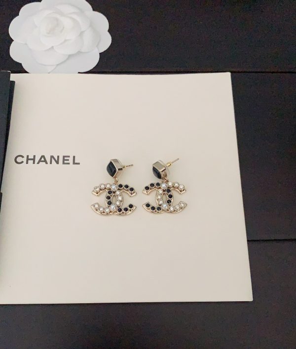 18K CC Black Crystals Earrings - 图片 6