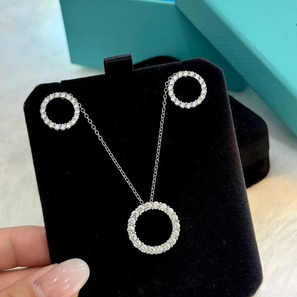 18K T Circle Diamonds Earrings - 图片 4