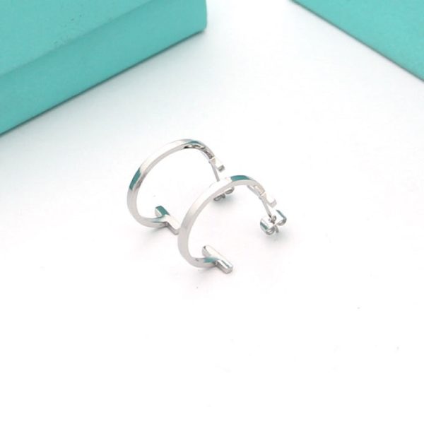 18K T Hoop Earrings - 图片 2