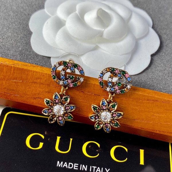 18K Double G Flower Pendant Earrings - 图片 8