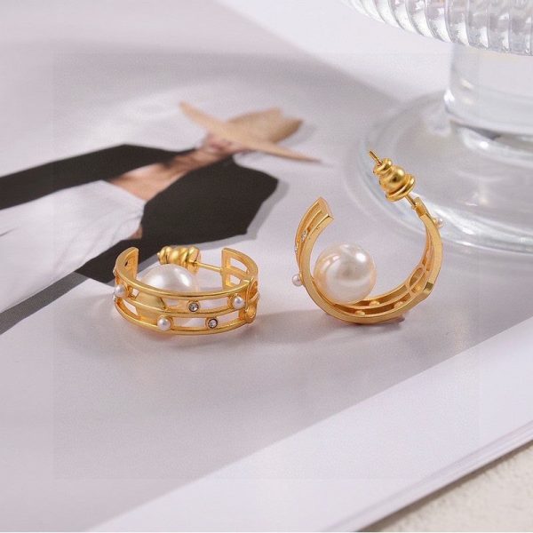 18K CD D-Backstage Pearl Earrings - 图片 6