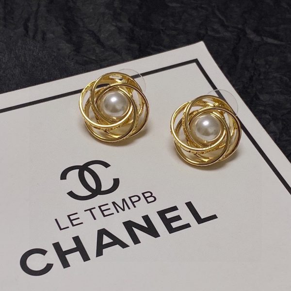 18K CC Pearl Earrings - 图片 6