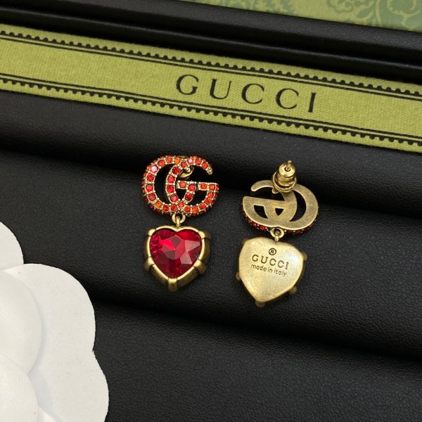 18K Double G Red Crystal Earrings - 图片 6