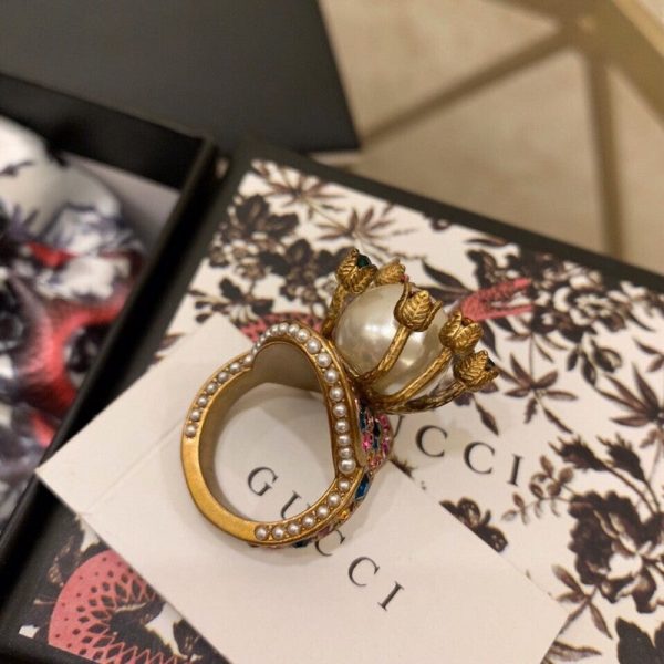 18K Double G Multistone Pearl Ring - Image 8