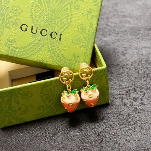 18K Double G Strawberry Earrings - 图片 6