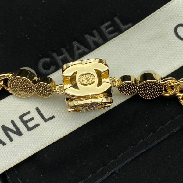 18K CC Box Pendant Pearl Bracelet - Image 2
