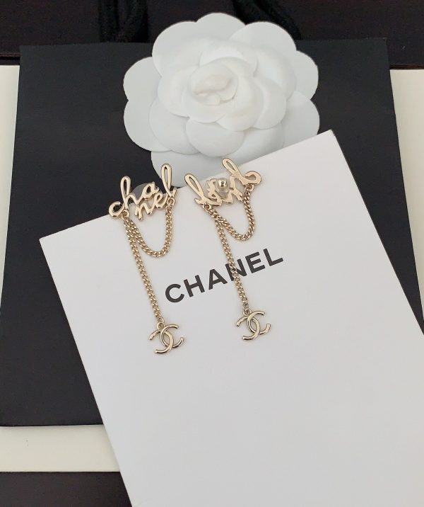 18K CC Letter Earrings - 图片 6