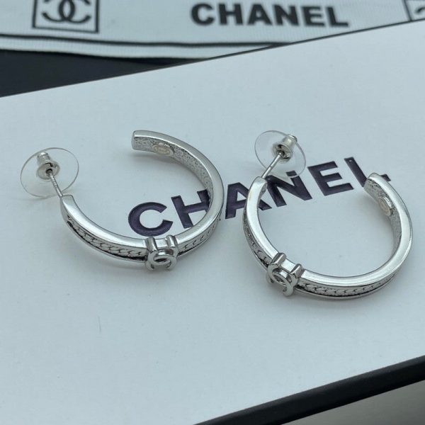 18K CC Circle Zircon Earrings - Image 6