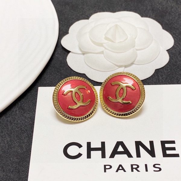 18K CC Pink Round Earrings - 图片 6