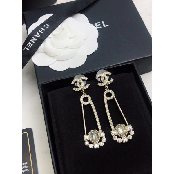 18K CC Crystal Pendant Earrings - 图片 2