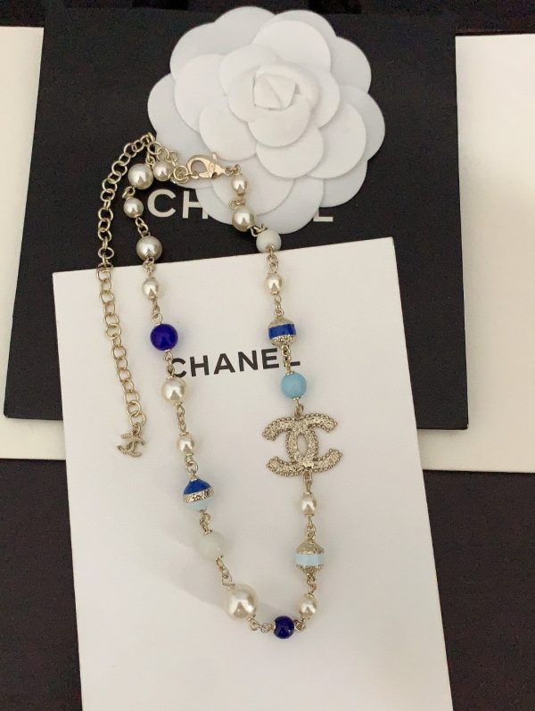 18K CC Blue & White Pearls Necklace - 图片 5
