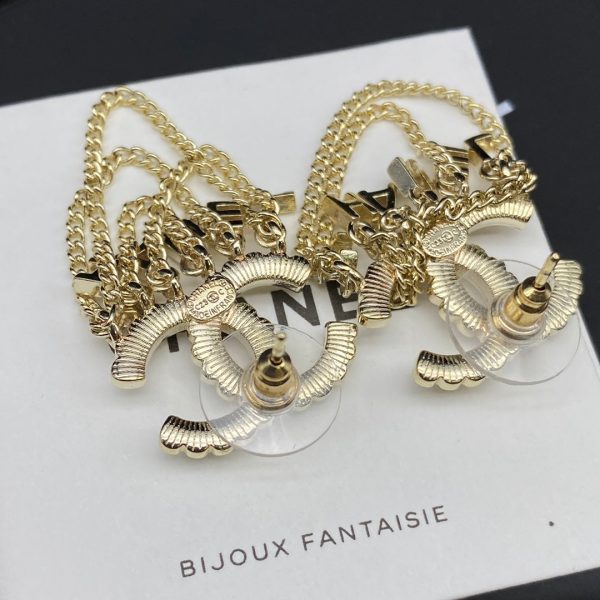 18K CC Pearl Chain Link Earrings - 图片 6