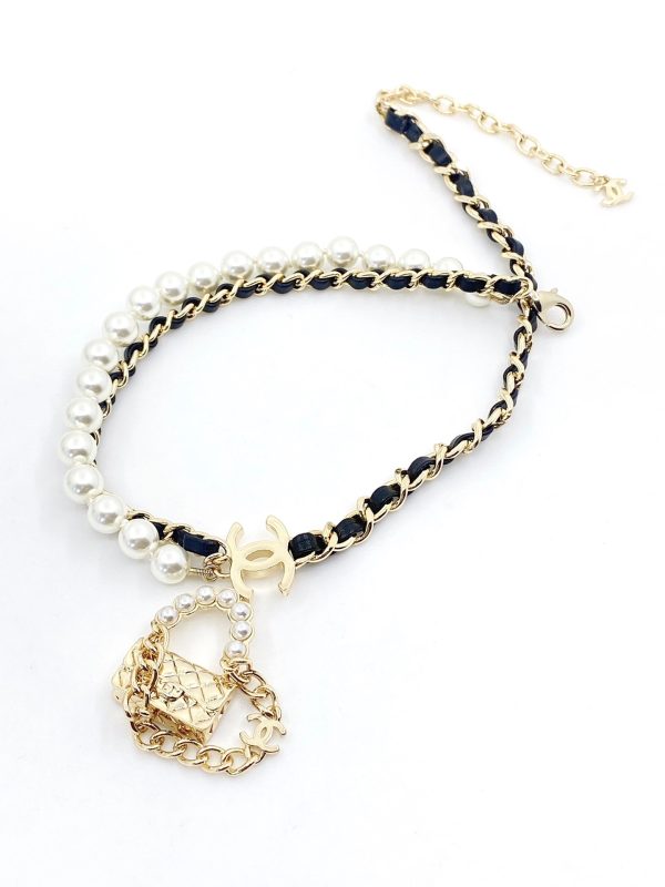 18K CC Pearl Bag Pendant Necklace - 图片 6