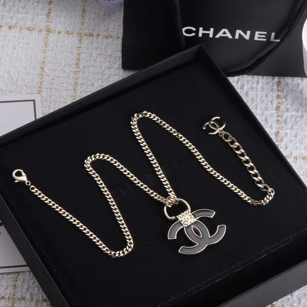 18K CC Black Resin Logo Necklace - 图片 2