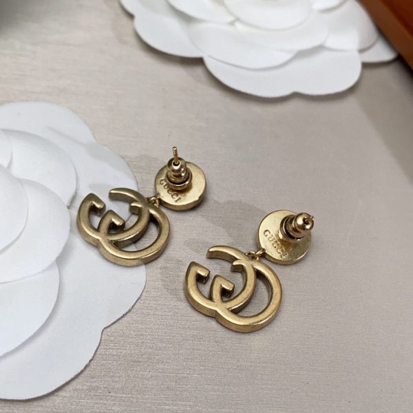 18K Double G Crystal Pendant Earrings - 图片 8