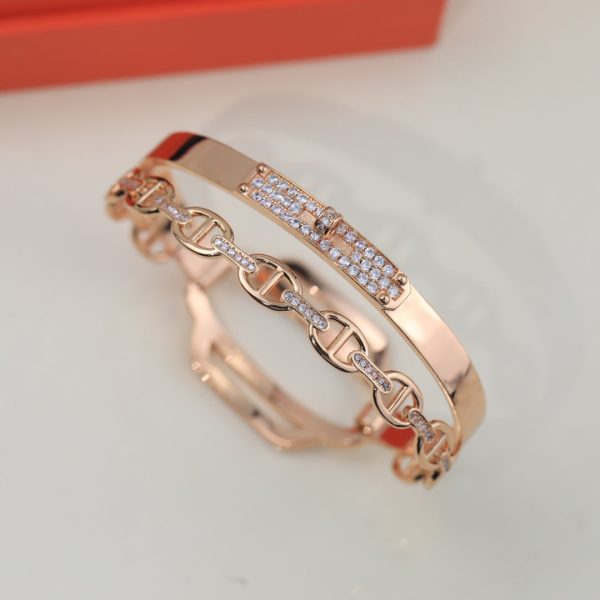 18K Kelly Double Tour Diamond H Bracelet - 图片 2