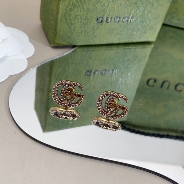 18K Double G Logo Diamonds Earrings - 图片 3