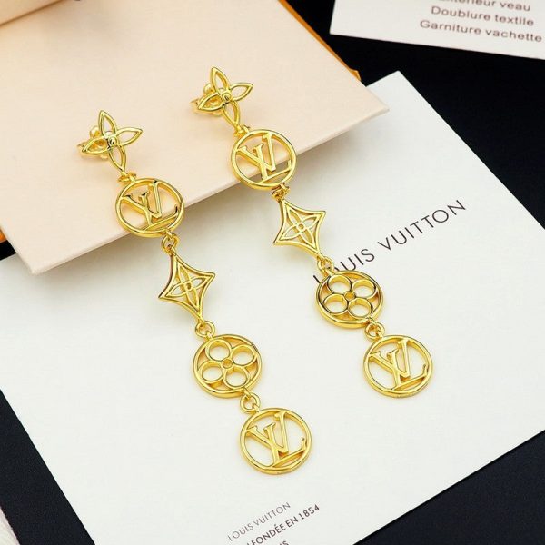 18K Louis Lace Long Earrings - 图片 2