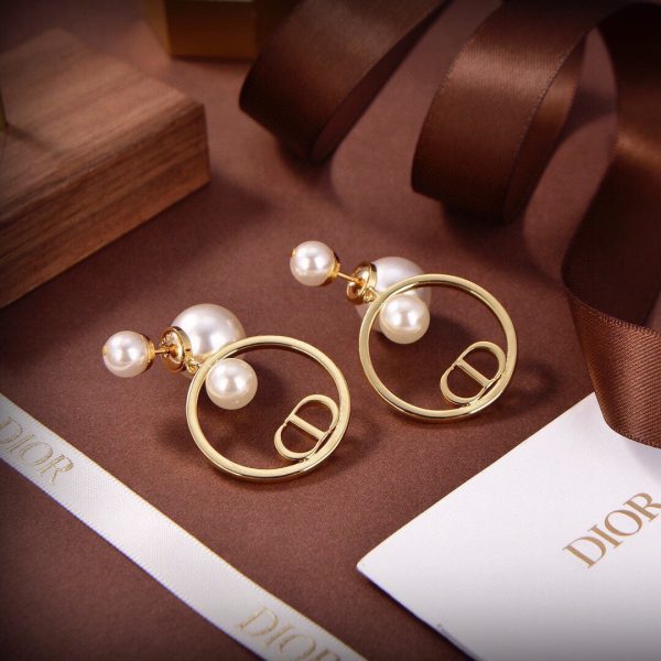 18K CD Circle Pearls Earrings - 图片 7