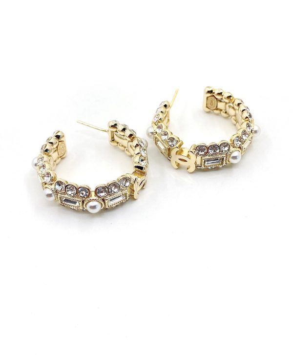 18K CC Crystals Circle Earrings - 图片 6