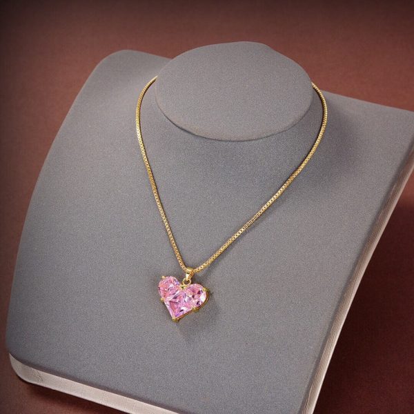 18K Triomphe Pink Heart Crystal Necklace - 图片 2