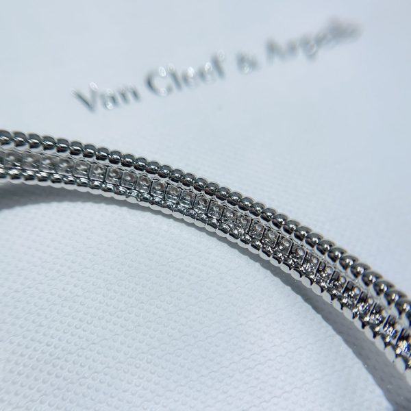 18K White Gold Perlée Diamonds One Row Bracelet - 图片 8