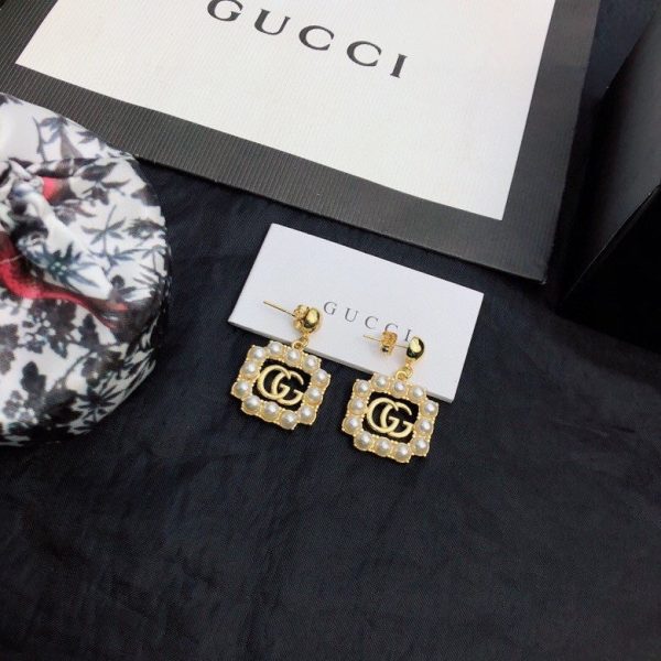 18K Double G Square Pearls Earrings - 图片 3