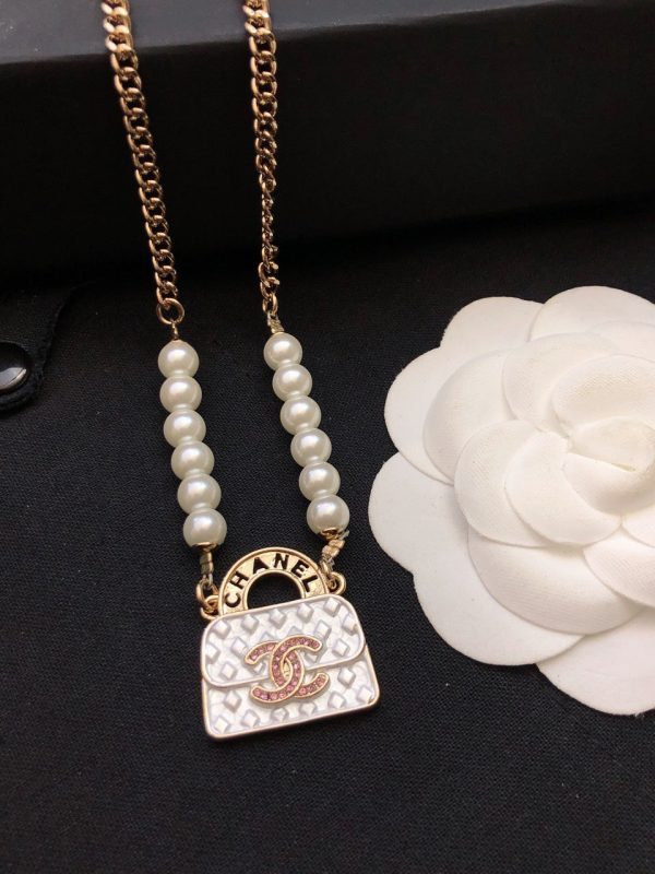 18K CC Pearls Bag Pendant Necklace - 图片 7