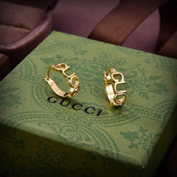 18K Double G Script Earrings - 图片 5