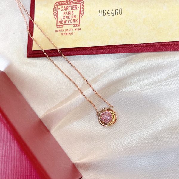 18K Trinity Pink Sapphire Necklace - 图片 6