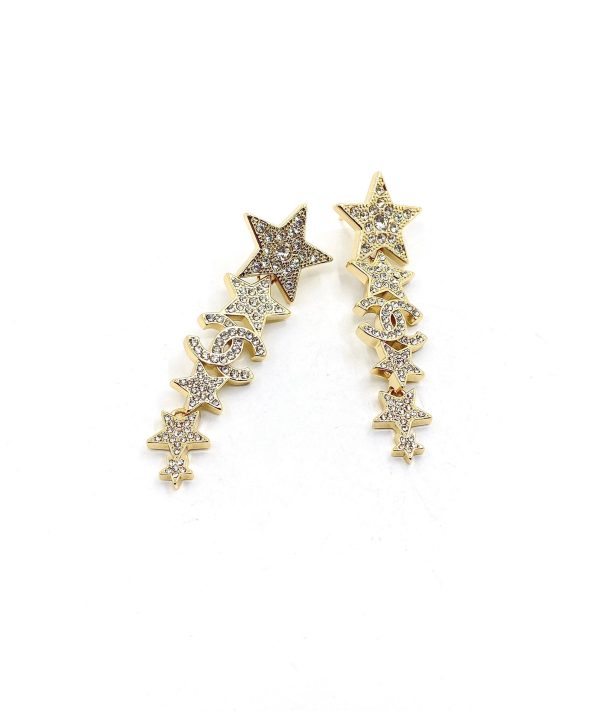 18K CC Star Diamonds Pendant Earrings - 图片 6