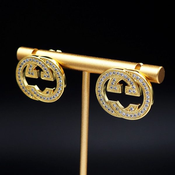18K Double G Diamonds Earrings - 图片 6