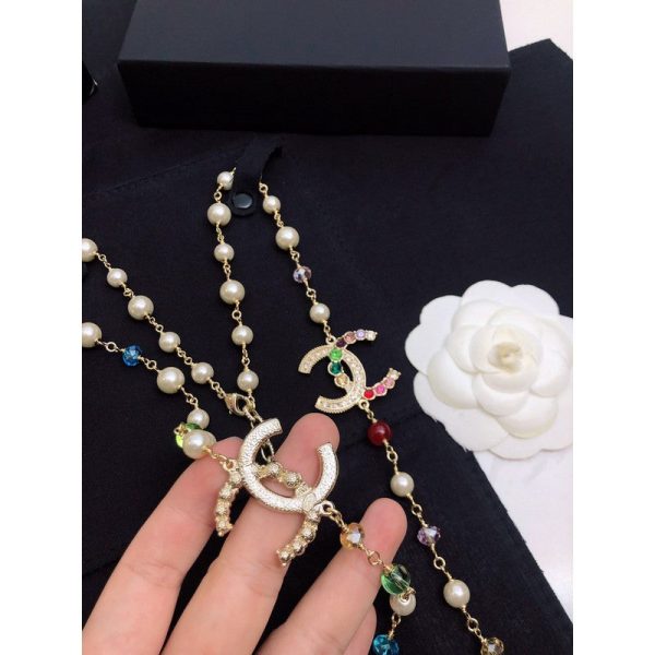 18K CC Color Long Pearl Necklace - Image 3