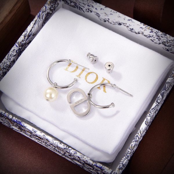 18K Petit CD Pearl Earrings - 图片 5