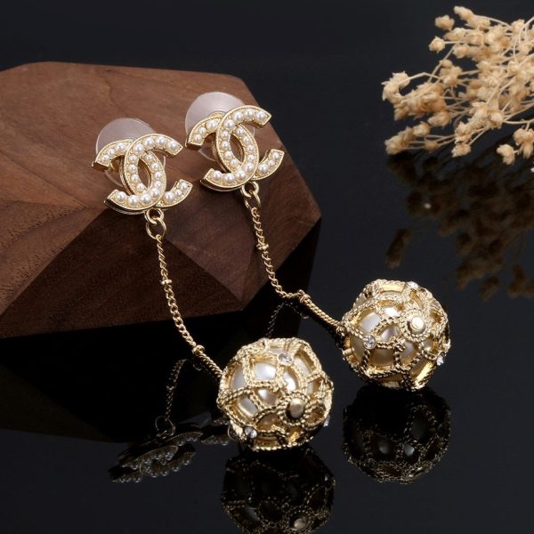 18K CC Pearl Long Earrings