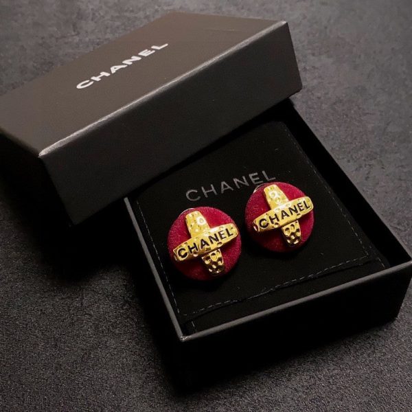 18K CC Red Yellow Gold Earrings - 图片 7