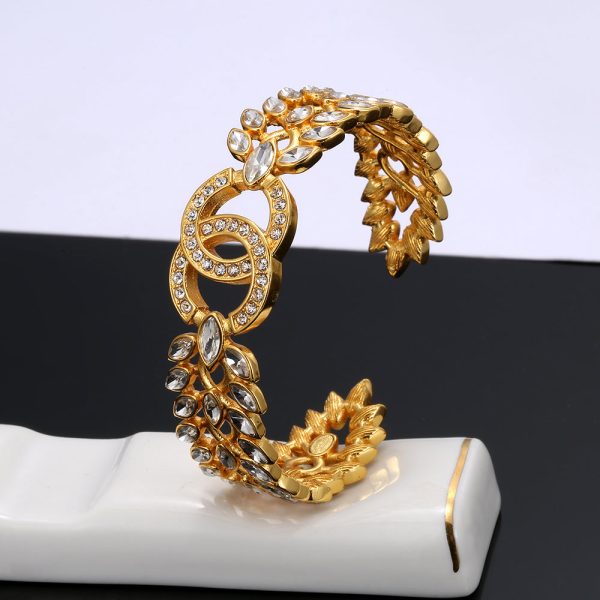 18K CC Crystals Open Cuff Bracelet - Image 6