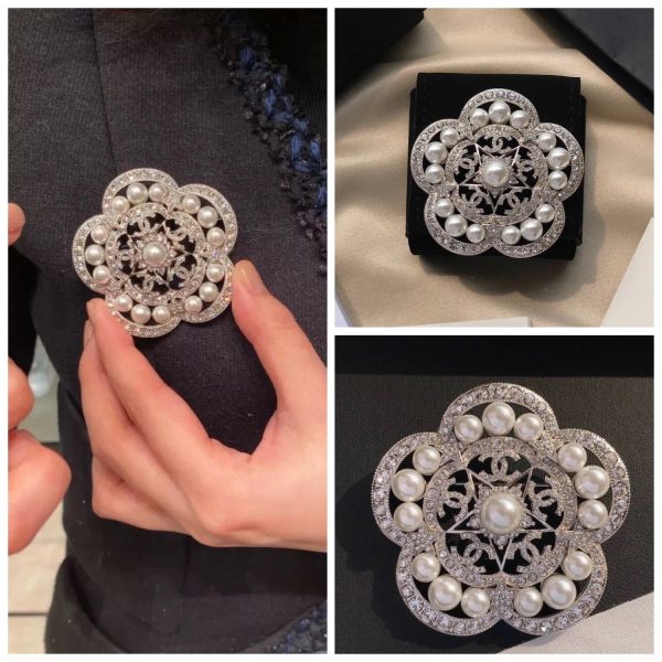18K CC Camellia Pearls Brooch - 图片 5