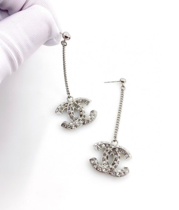 18K CC Long Crystals Earrings - 图片 3