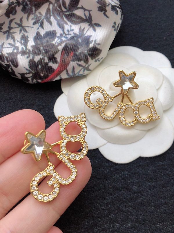 18K Double G Script Star Earrings - 图片 8
