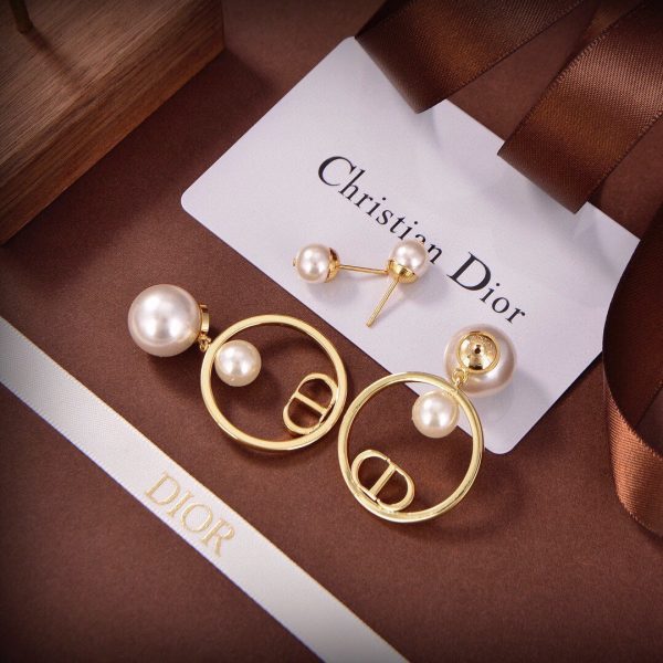 18K CD Circle Pearls Earrings - 图片 8