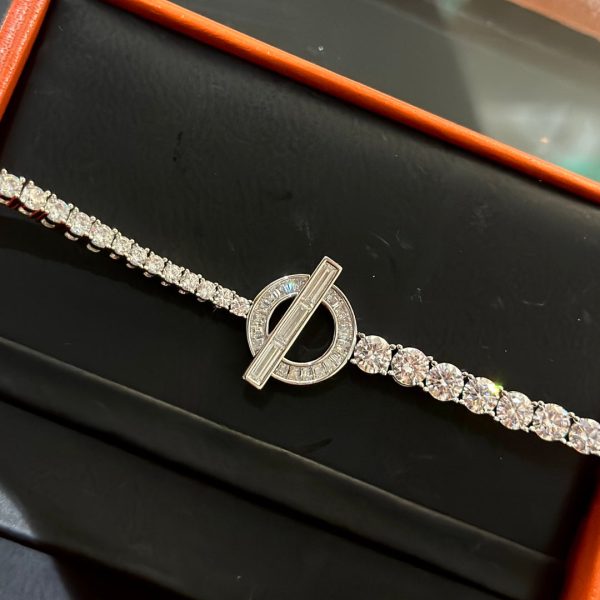 18K Finesse Link Diamond H Bracelet - 图片 8