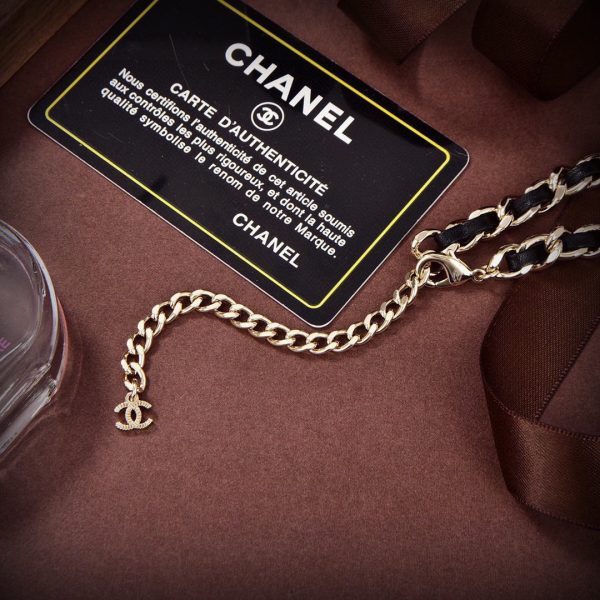 18K CC Leather Choker Necklace - 图片 7